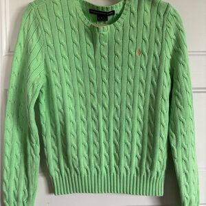 Ralph Lauren Sport Green Cable Knit Crew Neck Sweater
